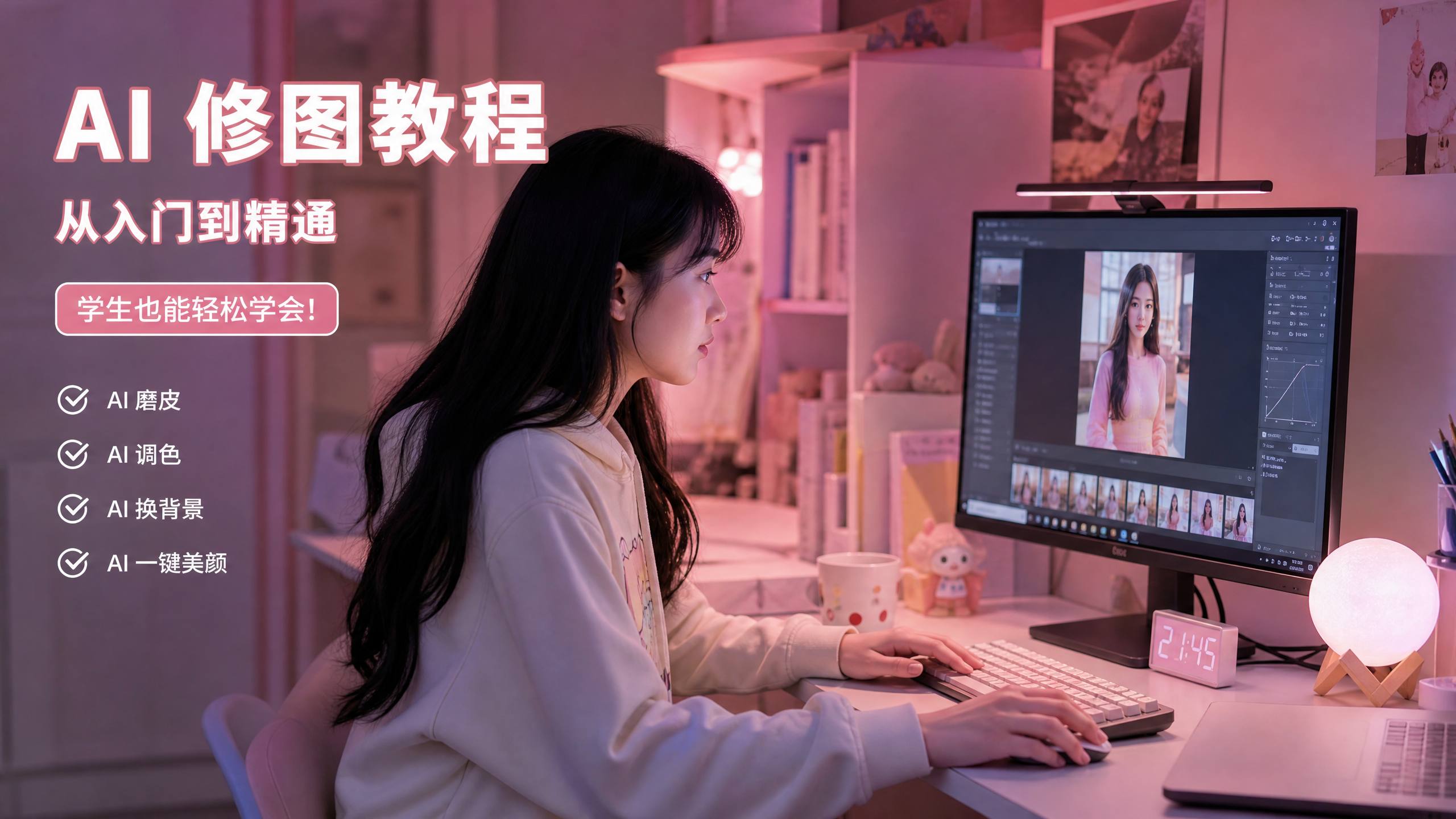 陈美娇 【陈美娇AI传媒教程】陈美娇AI修图与传媒剪辑视频演示，新手也能学会